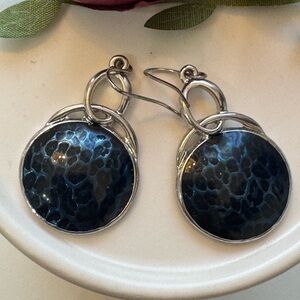 Fashion Enamel Crackle  Silver and Blue Earrings- round